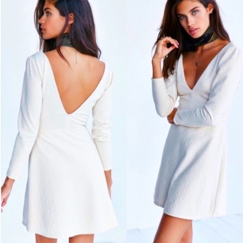 Cooperative x UO Deep V Plunge Embroidered Mini Dress